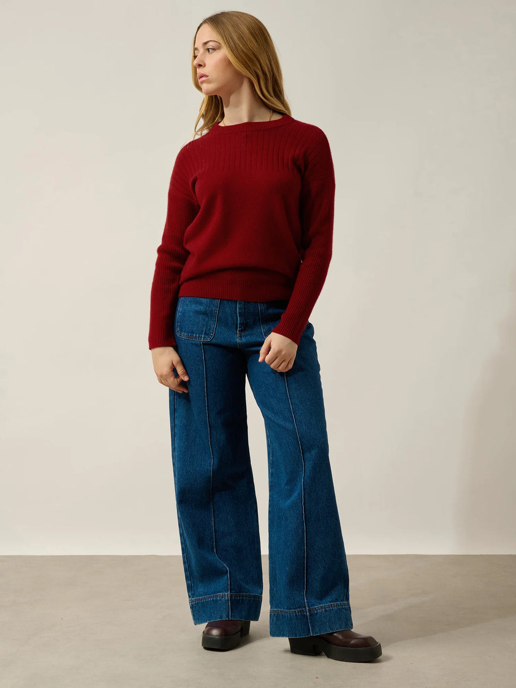 DARIA pullover rundhalsausschnitt rubin