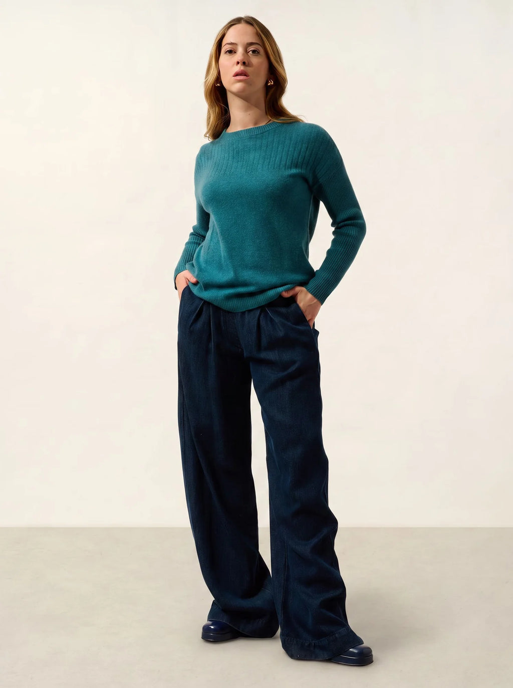 DARIA Sweater Crew Neck Heather Teal