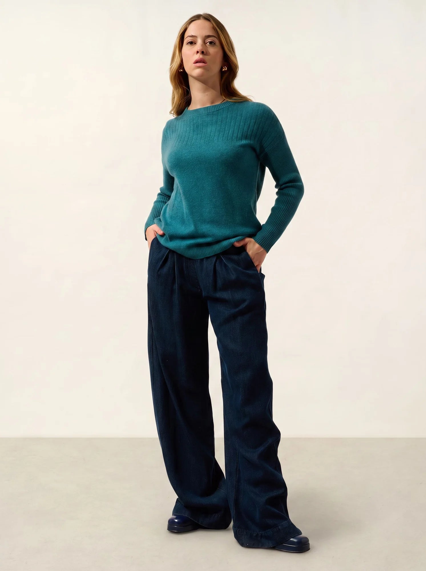 DARIA Sweater Crew Neck Heather Teal