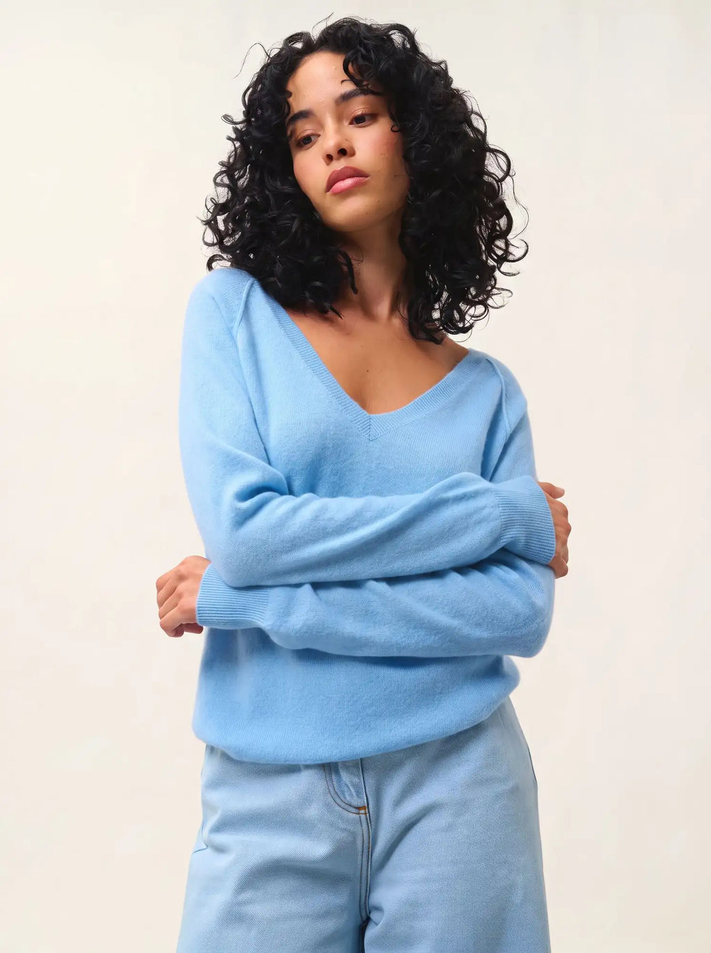 GIUSALET Pullover V-Ausschnitt Inkablau