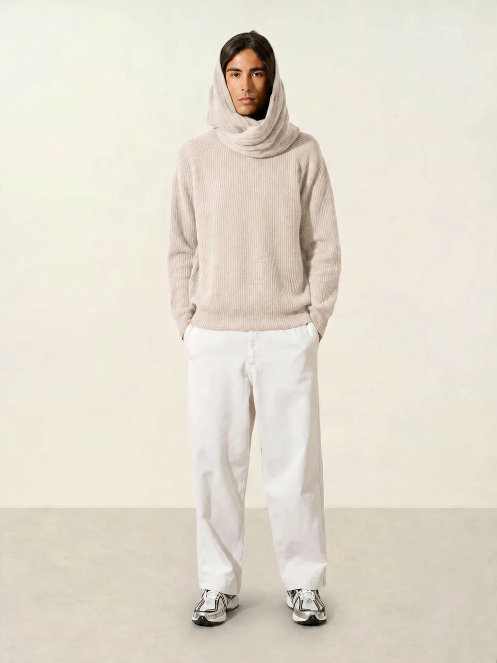 TOMMY tour de cou 4 fils beige chiné