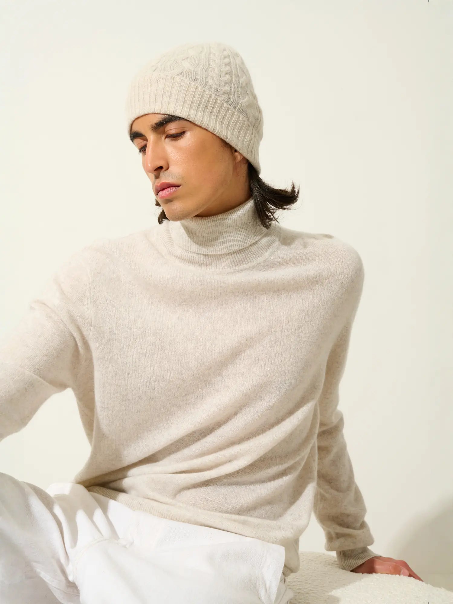 SCOTT beanie 4 ply heather beige