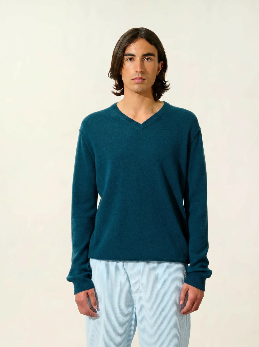TIMEO pullover v-ausschnitt grün petrol