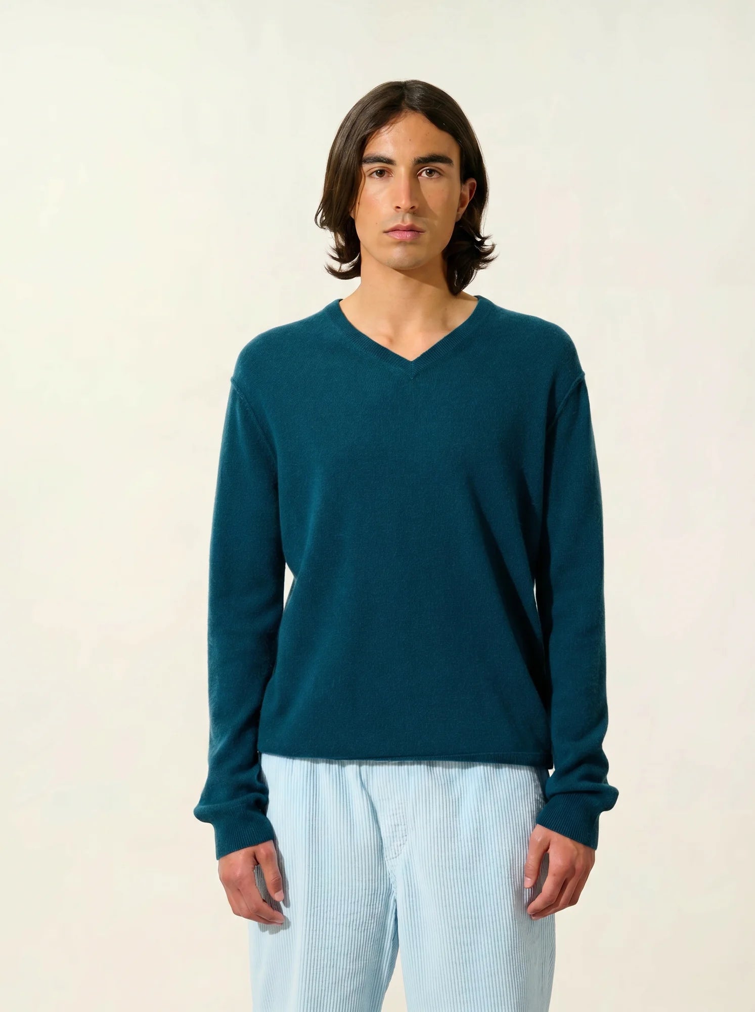 TIMEO pullover v-ausschnitt grün petrol