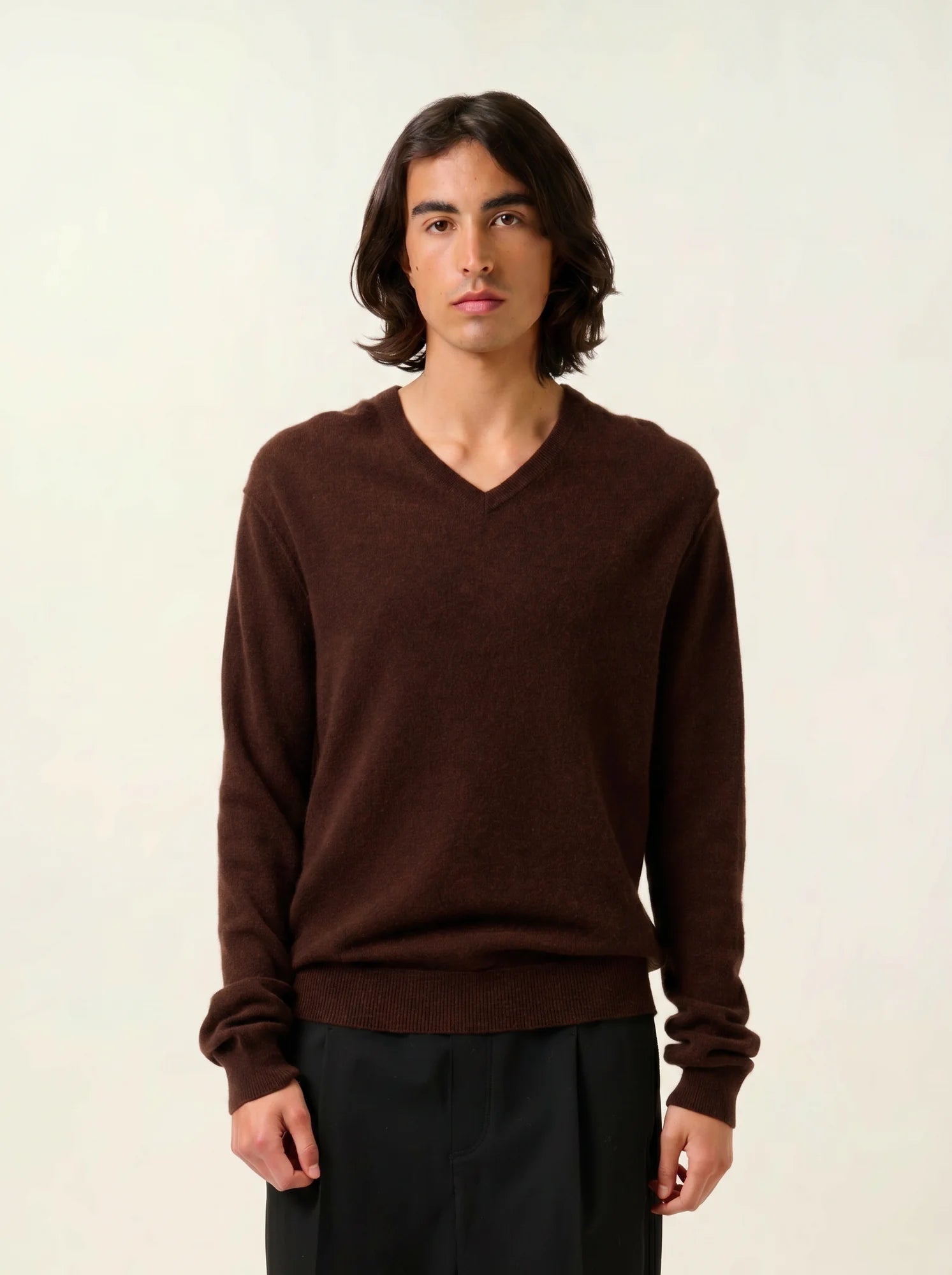 TIMEO pullover v-ausschnitt kaffee