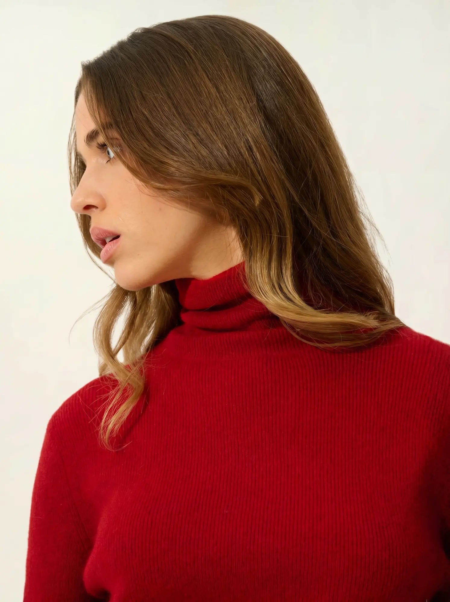 SUZIE pull col roulé rubis