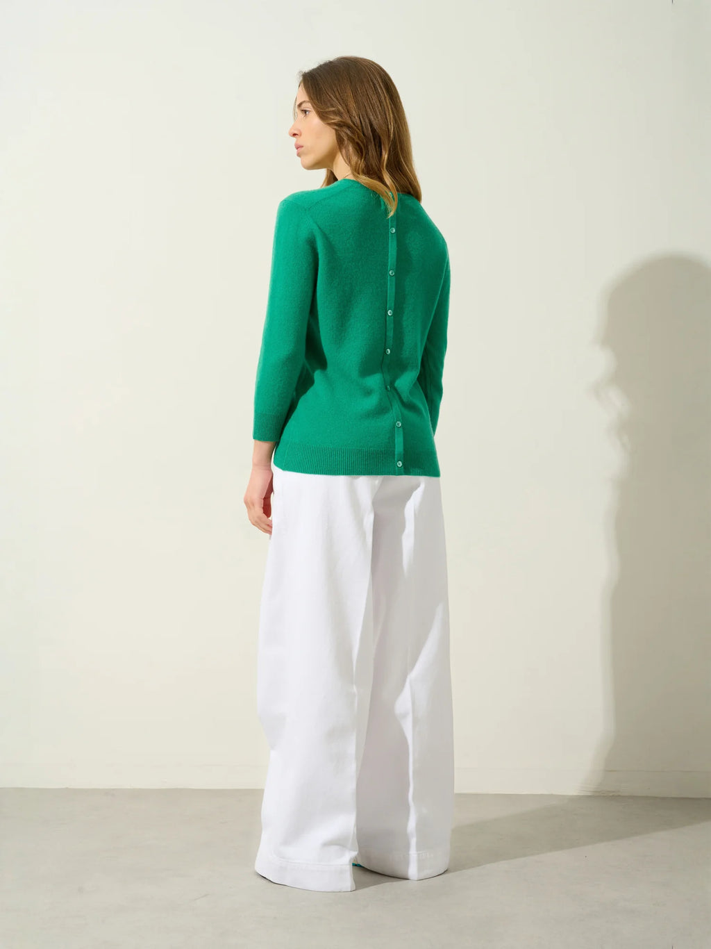 ESTARIS pull col rond boutonné dos menthe