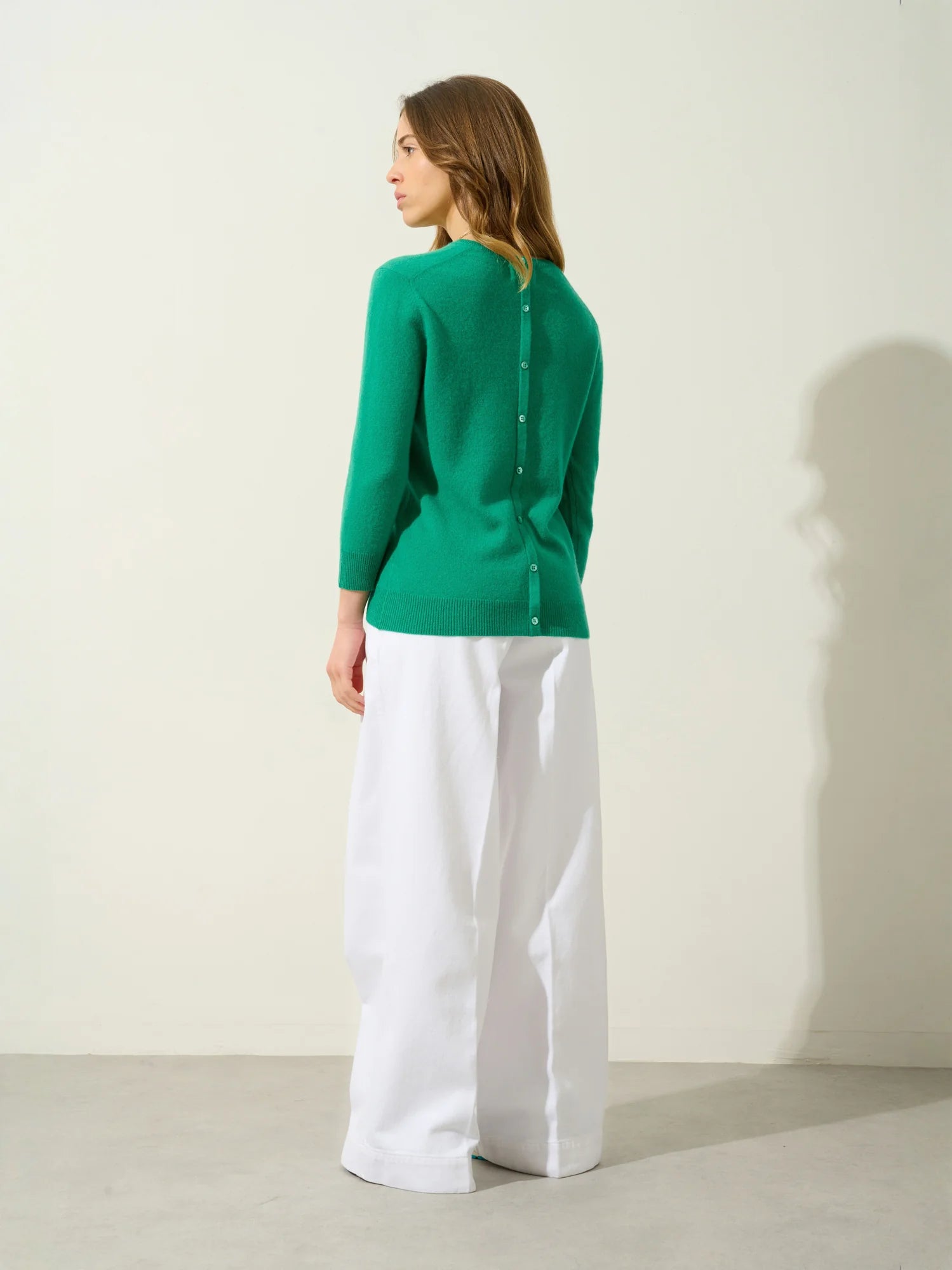 ESTARIS pull col rond boutonné dos menthe