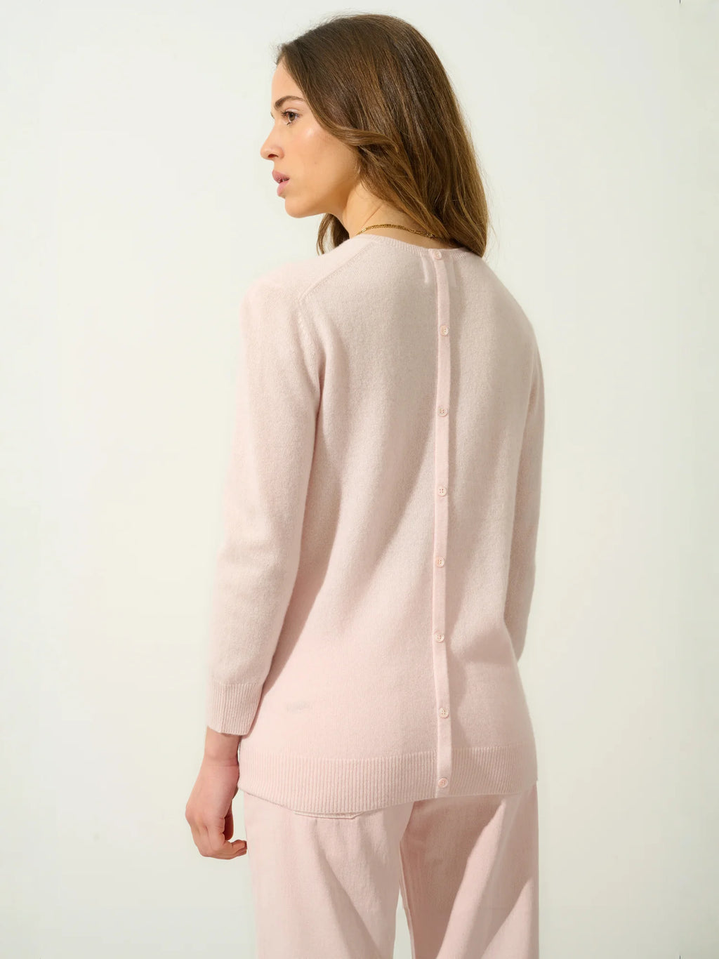 ESTARIS pull col rond boutonné dos poudre