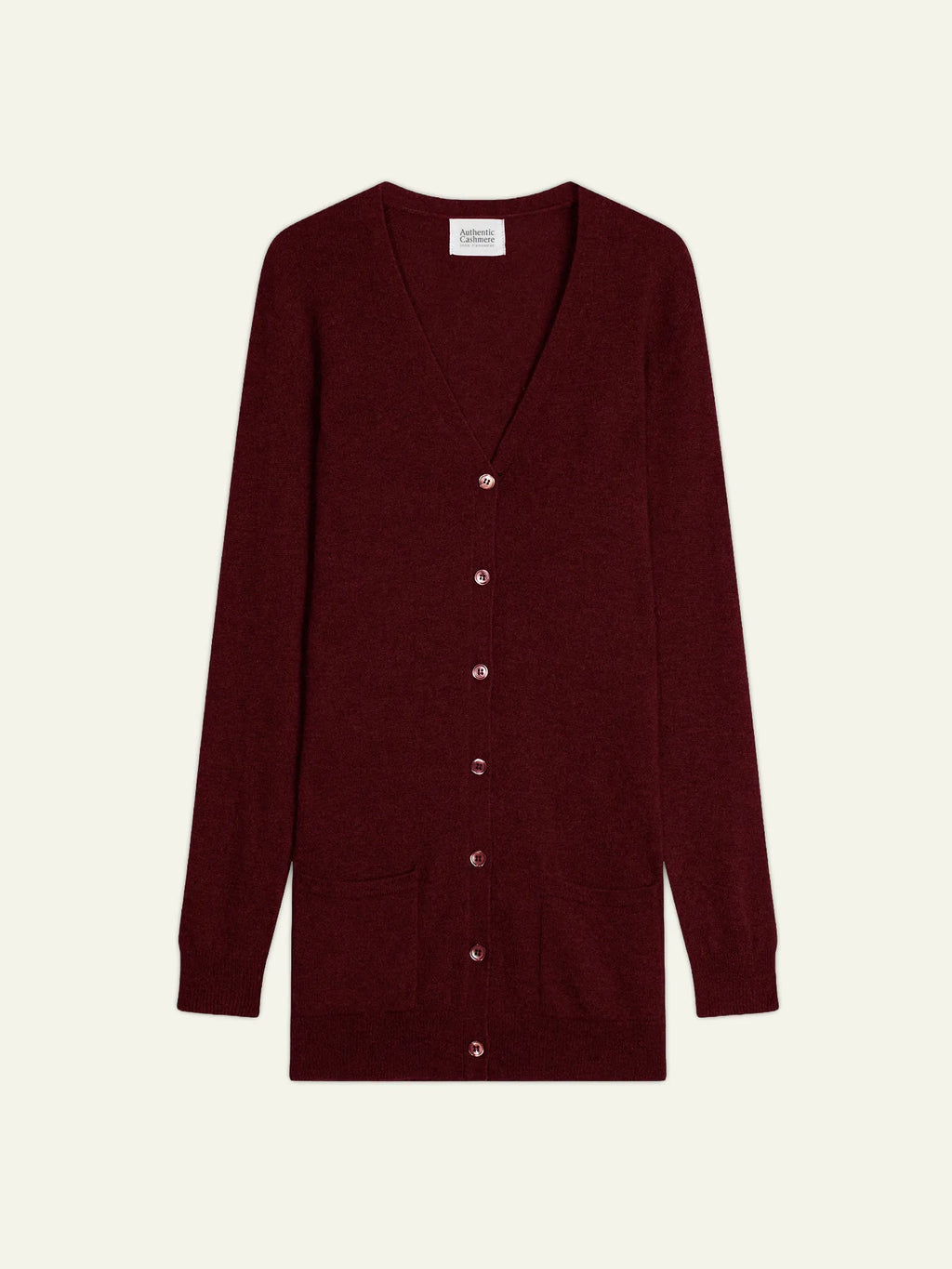 CIMET Strickjacke V-Ausschnitt Preiselbeerrot meliert