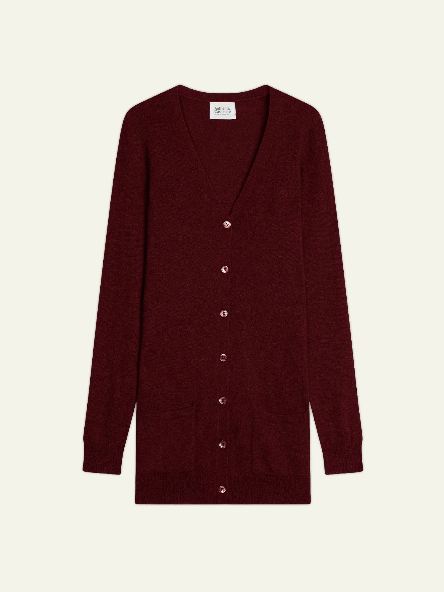 CIMET Strickjacke V-Ausschnitt Preiselbeerrot meliert