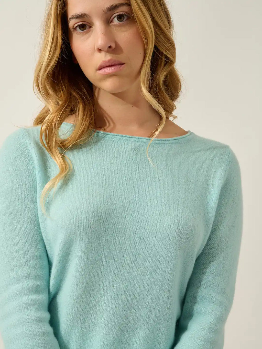 CRIOU Pullover U-Boot-Ausschnitt Aqua