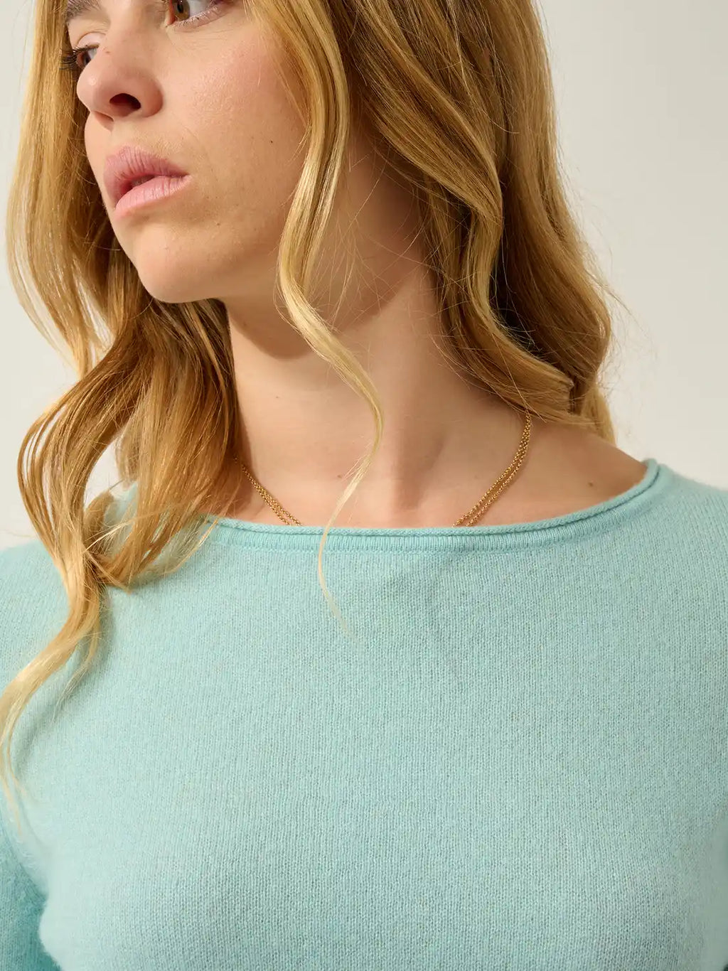 CRIOU Pullover U-Boot-Ausschnitt Aqua