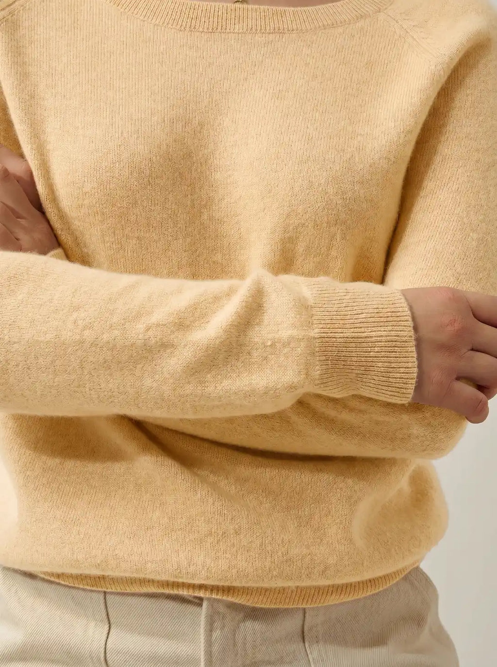 DIBONA Pullover U-Boot-Ausschnitt Tropfenausschnitt hinten Vanille