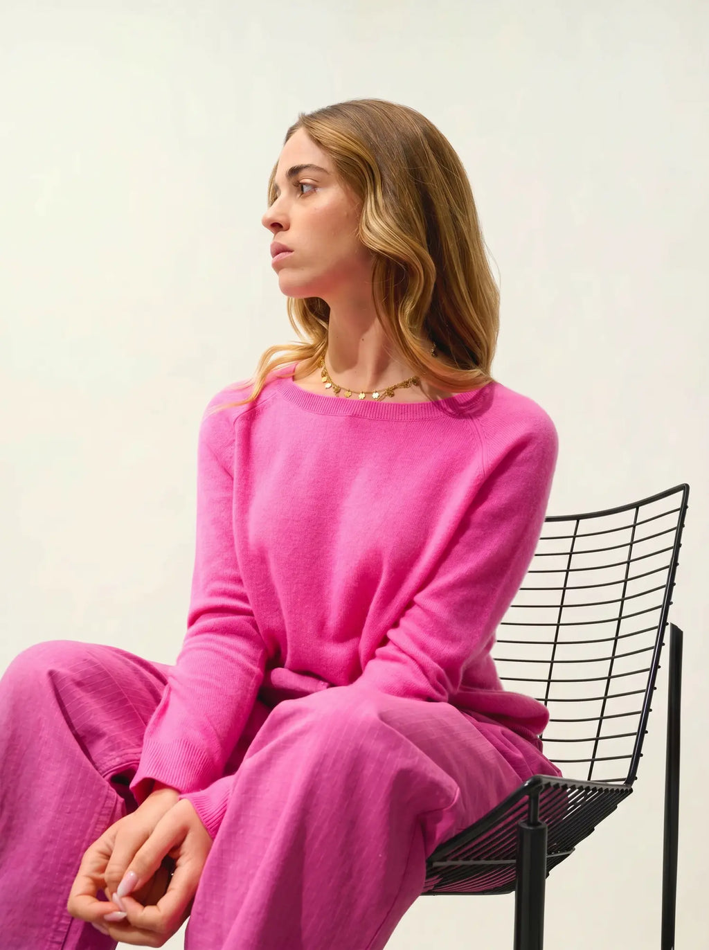 DIBONA pullover u-boot-ausschnitt tropfen hinten rosa