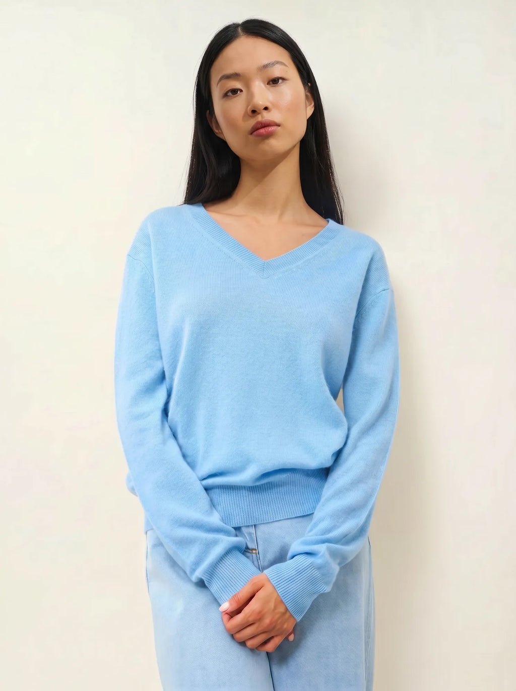 GARDORIA pull col V bleu inca