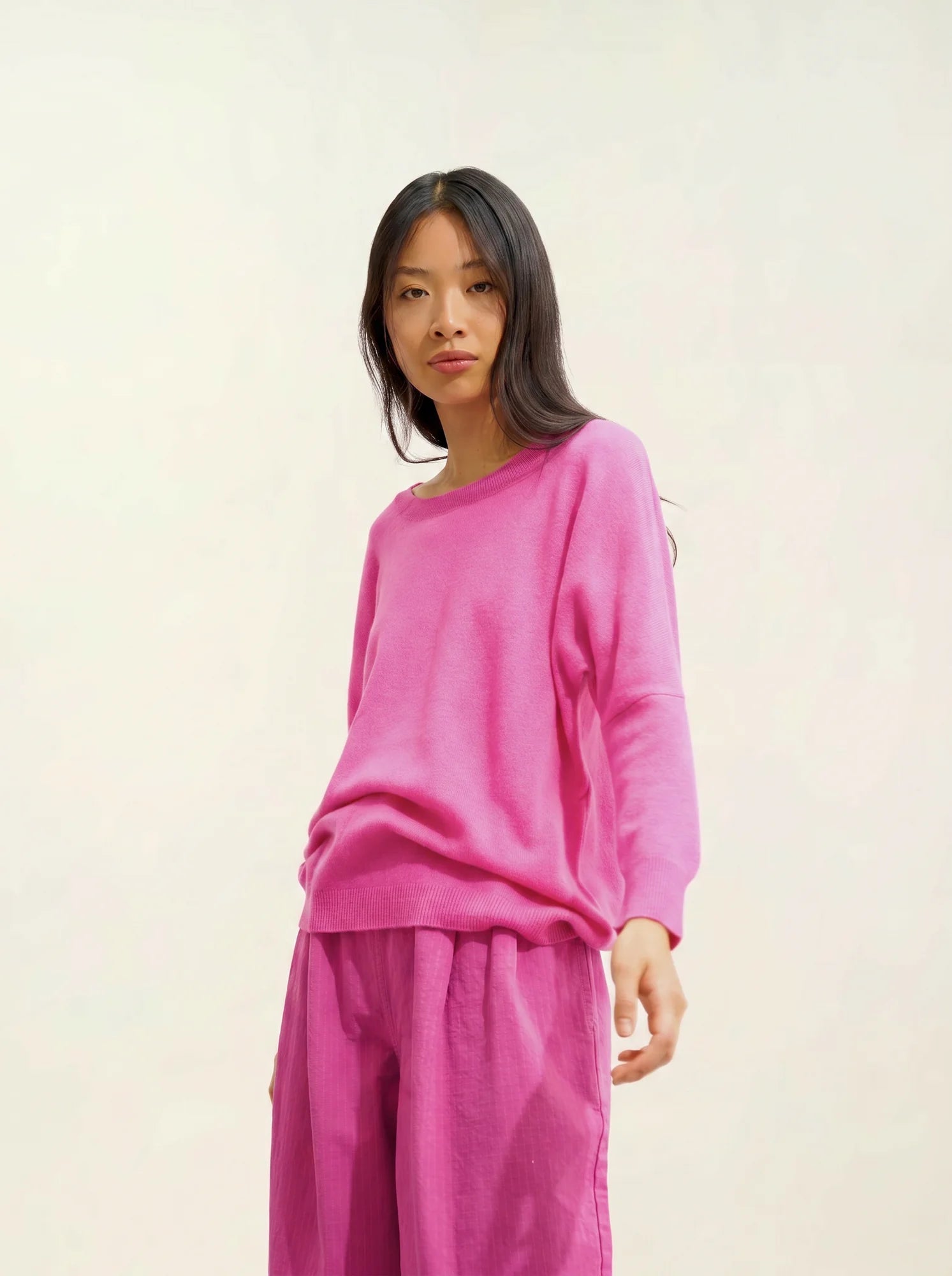 GOLÉON pull chauve souris rose