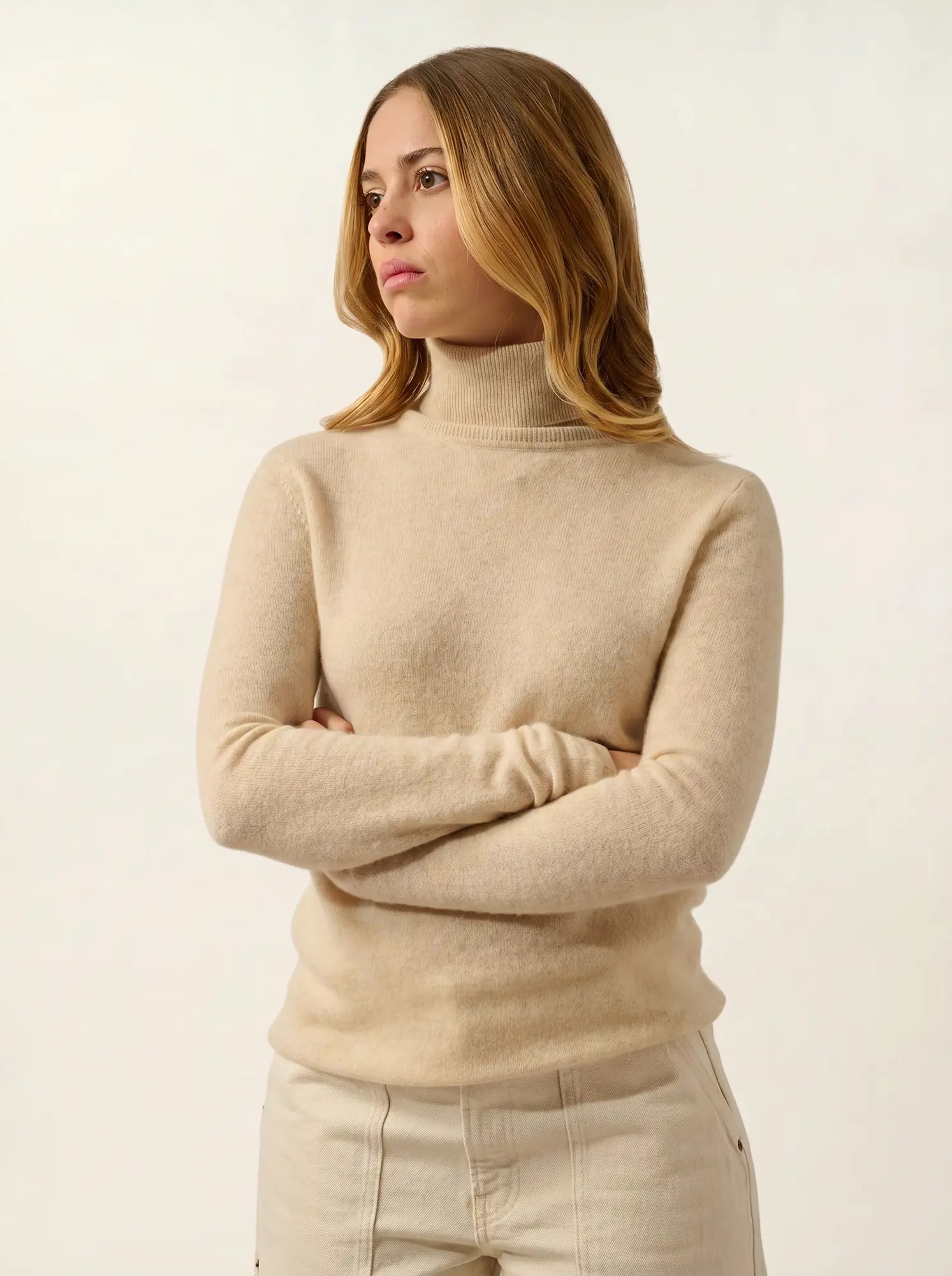 BISE pull col roulé avoine