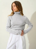 TED pull col roulé 4 fils gris perle chiné