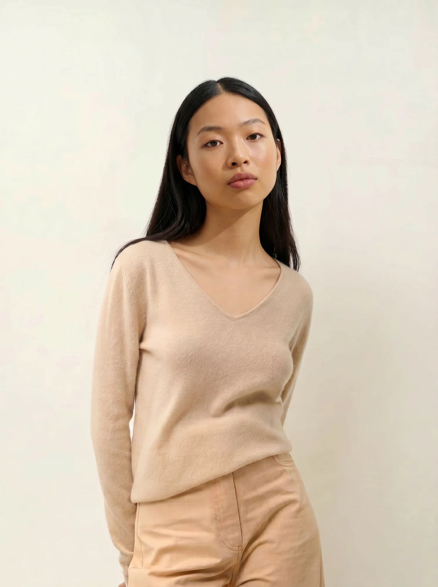 GALISE pull col V beige