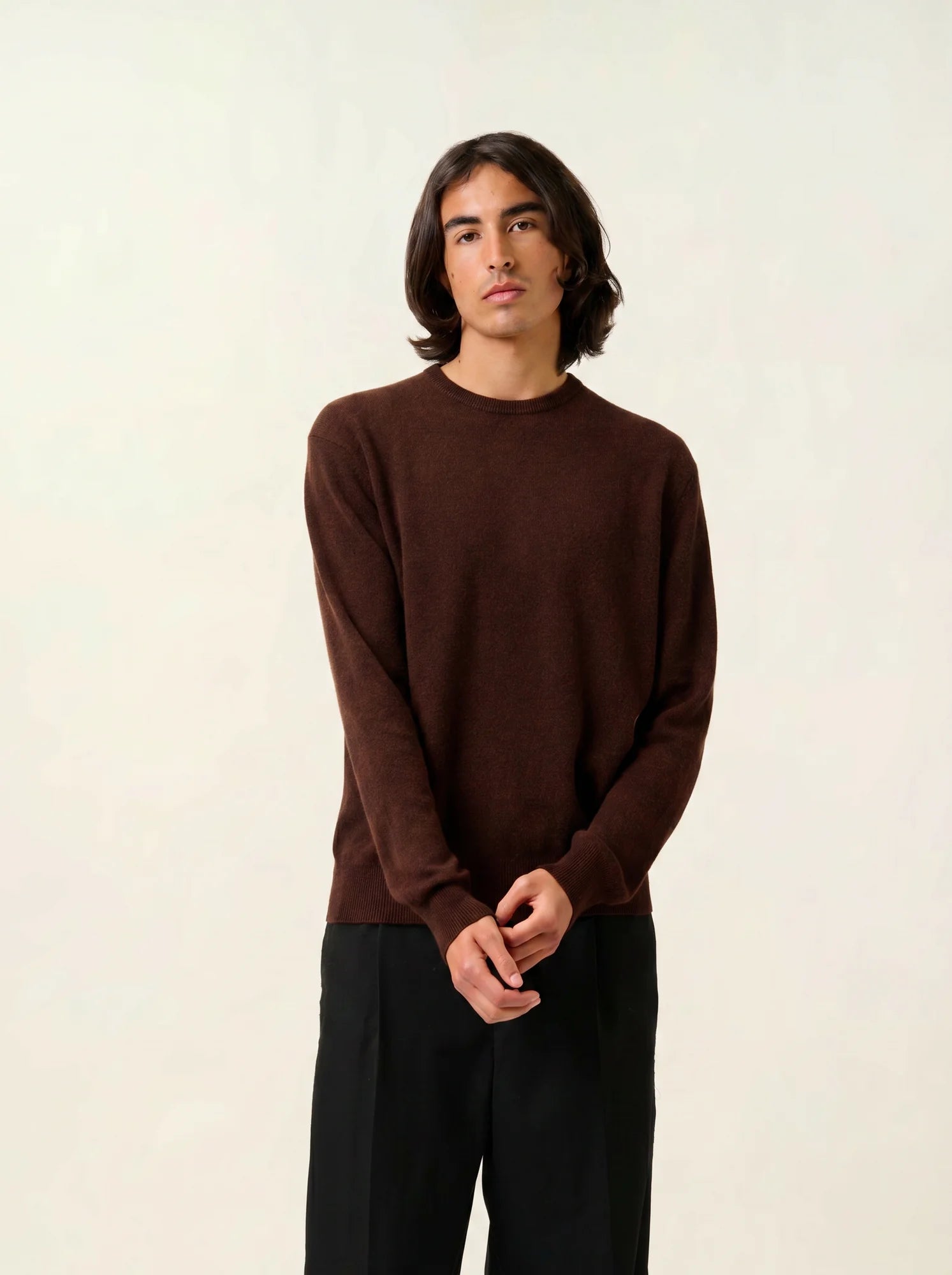 AIGLIÈRE pull col rond café