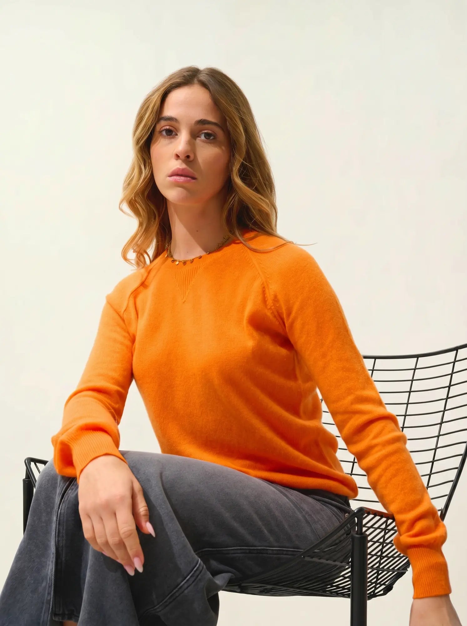 ETRET Pullover Rundhalsausschnitt Mandarine