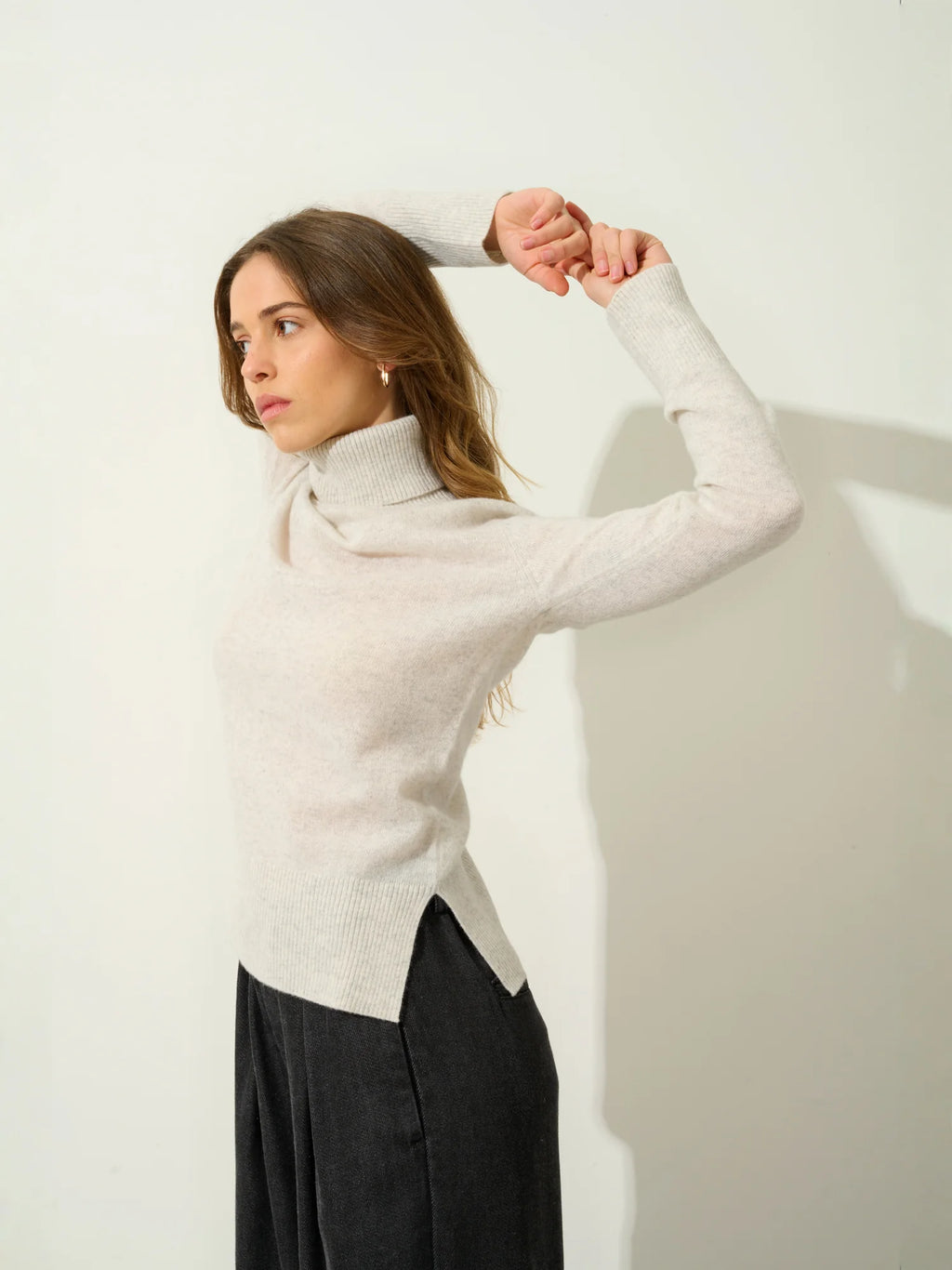 FORNET sweater turtleneck heather pearl grey
