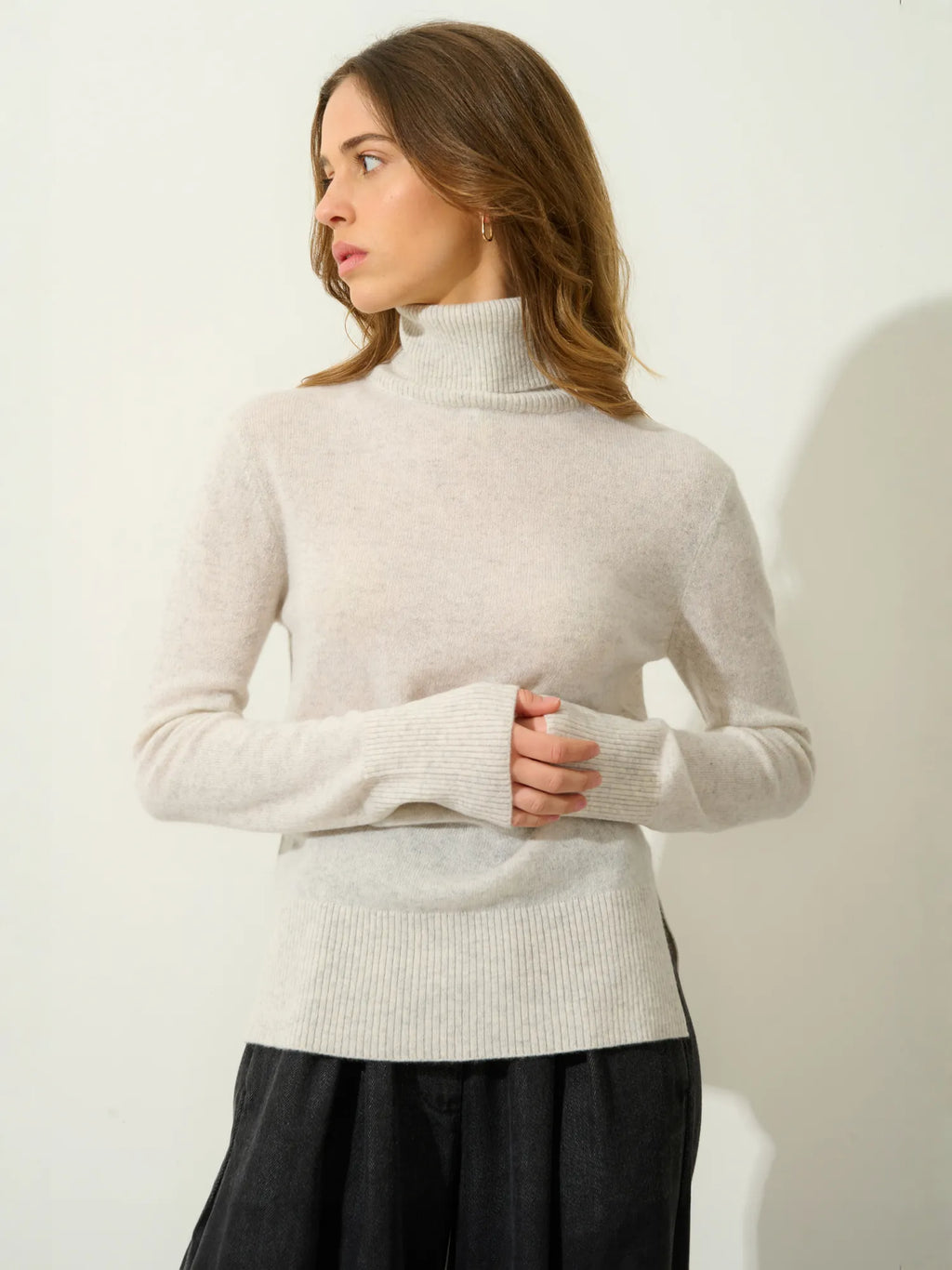 FORNET sweater turtleneck heather pearl grey