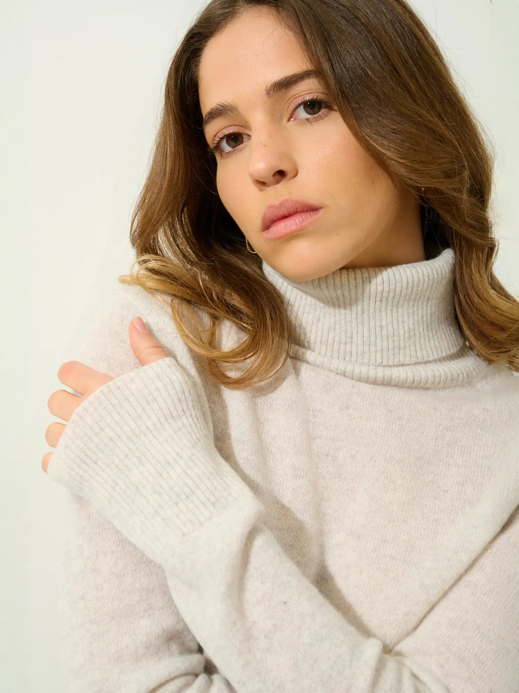 FORNET sweater turtleneck heather pearl grey