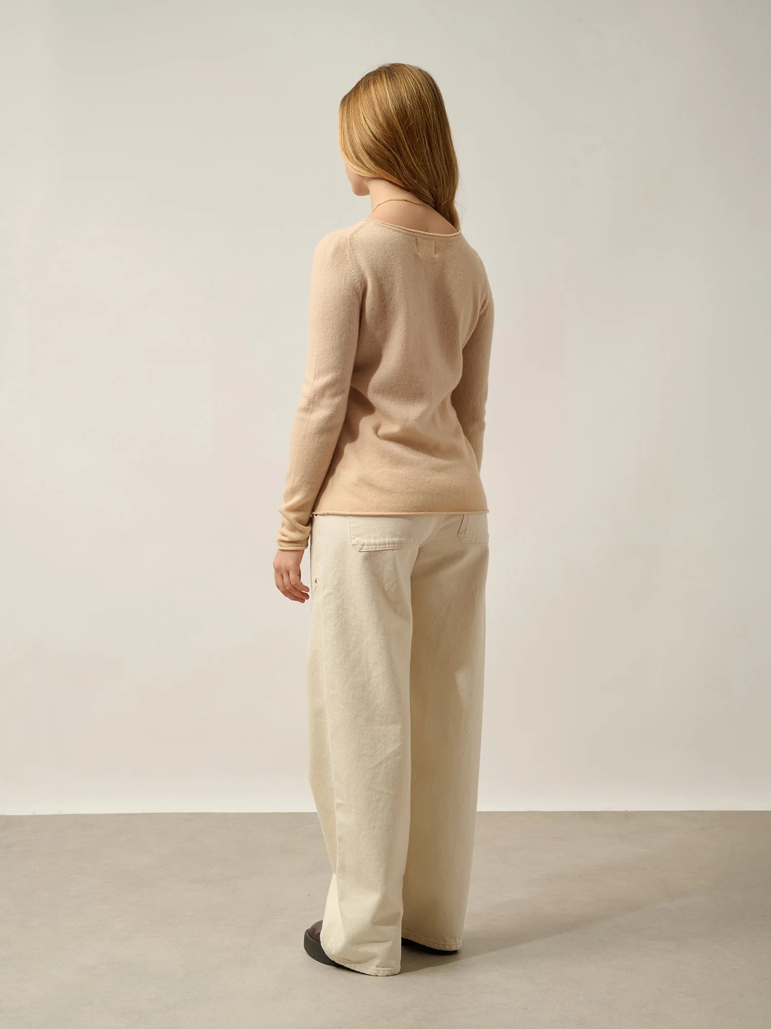 CRIOU Pullover U-Boot-Ausschnitt Beige