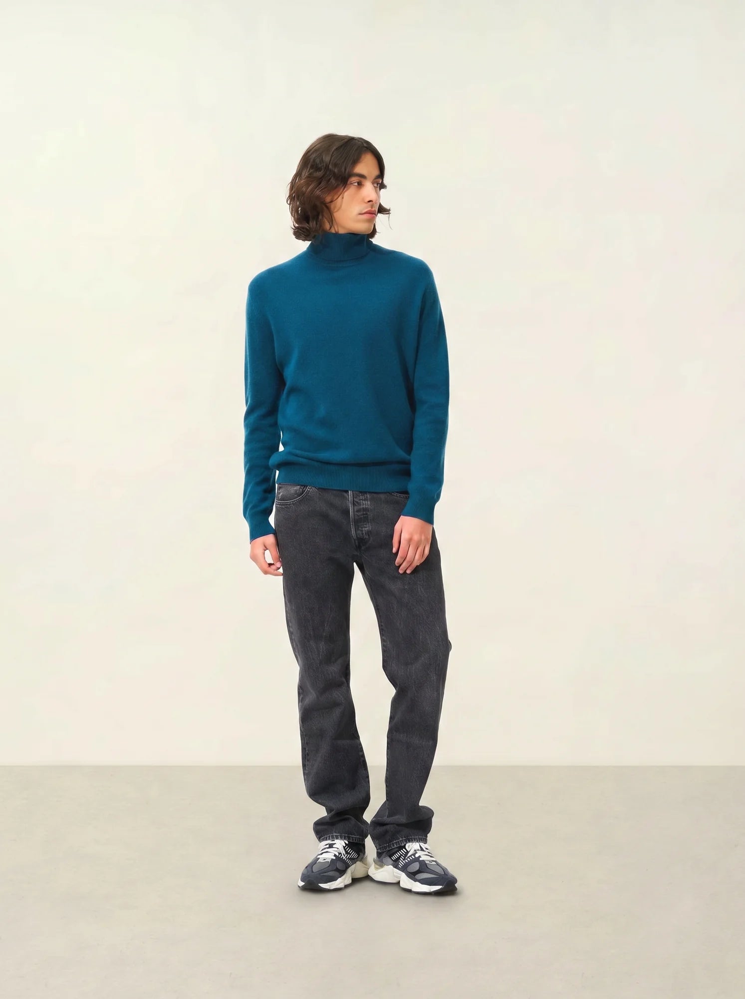BANGE pull col roulé vert canard