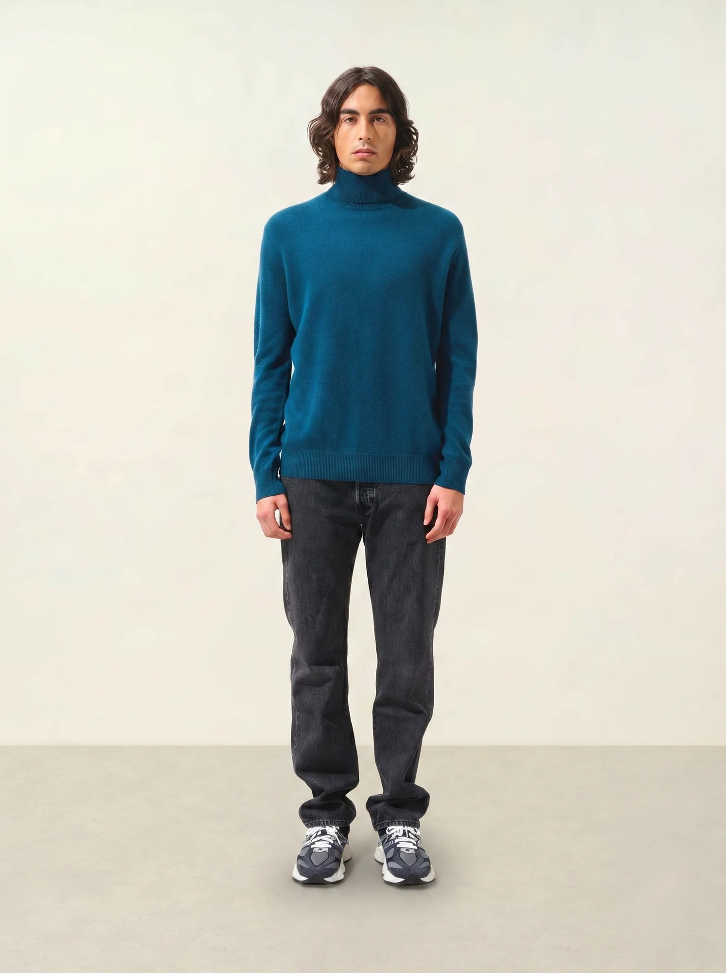 BANGE pull col roulé vert canard