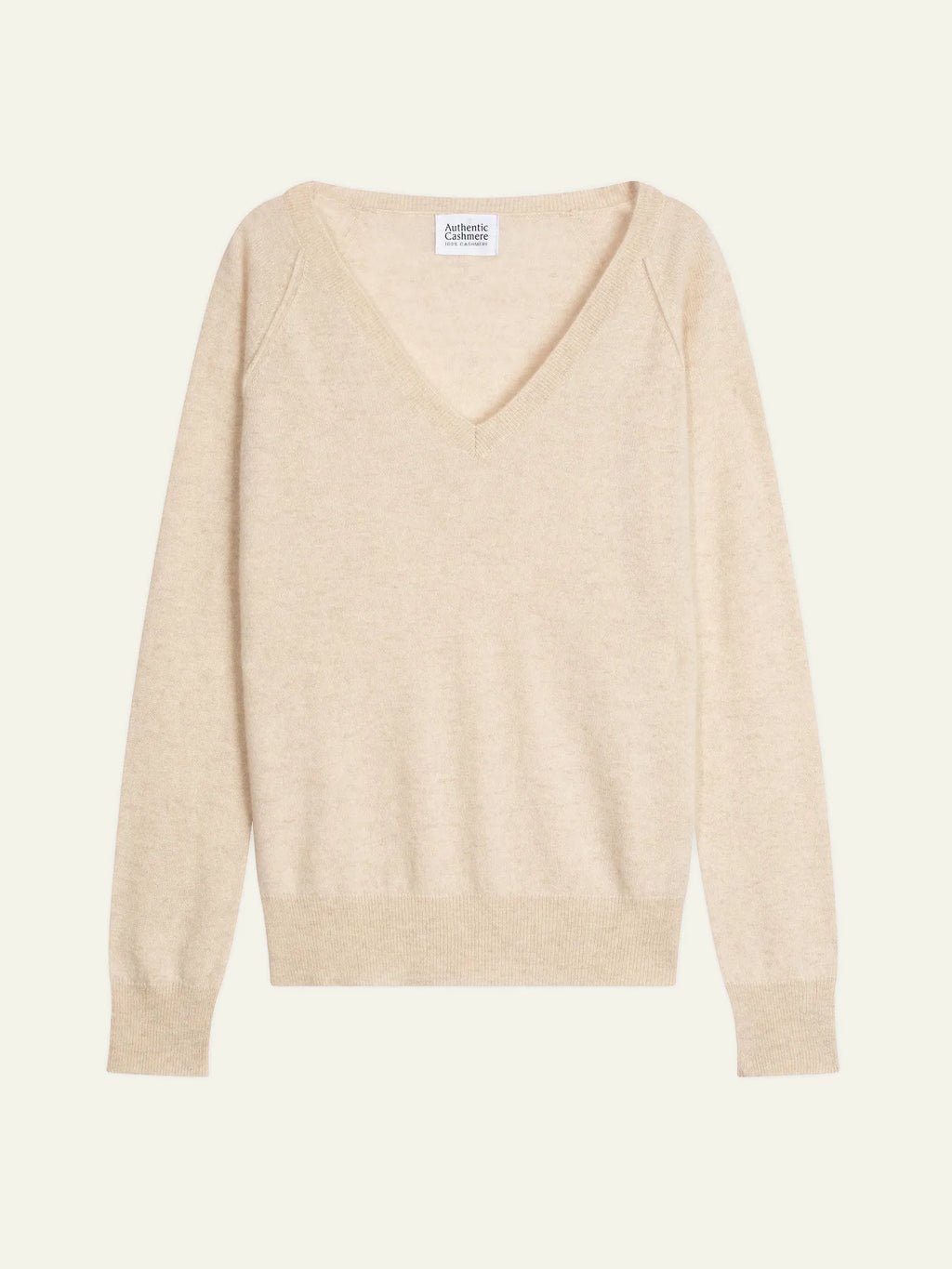 GIUSALET Pullover V-Ausschnitt Haferbeige