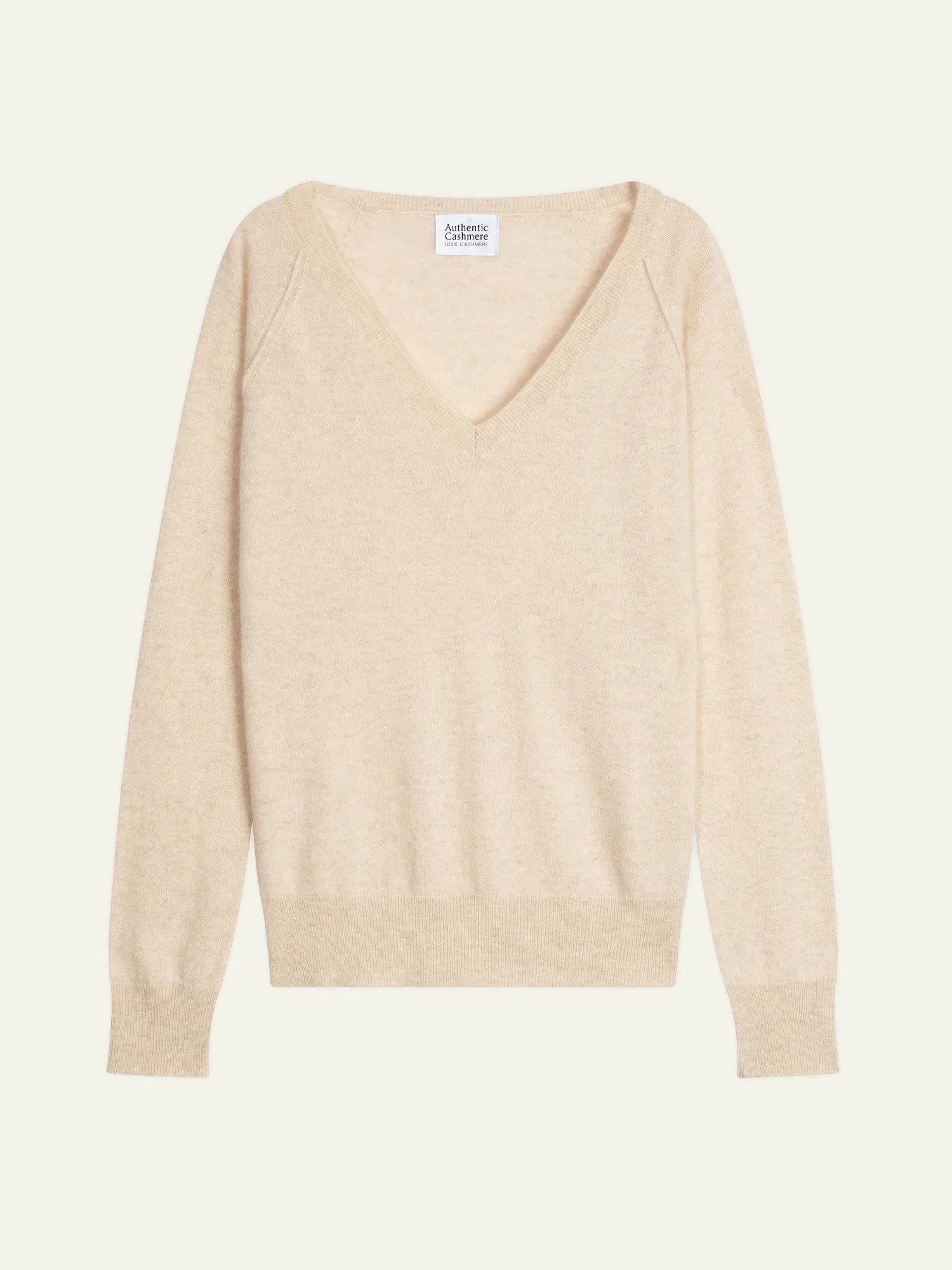 GIUSALET Pullover V-Ausschnitt Haferbeige