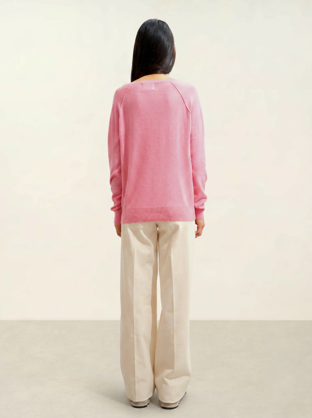 GIUSALET Pullover V-Ausschnitt Kaugummirosa