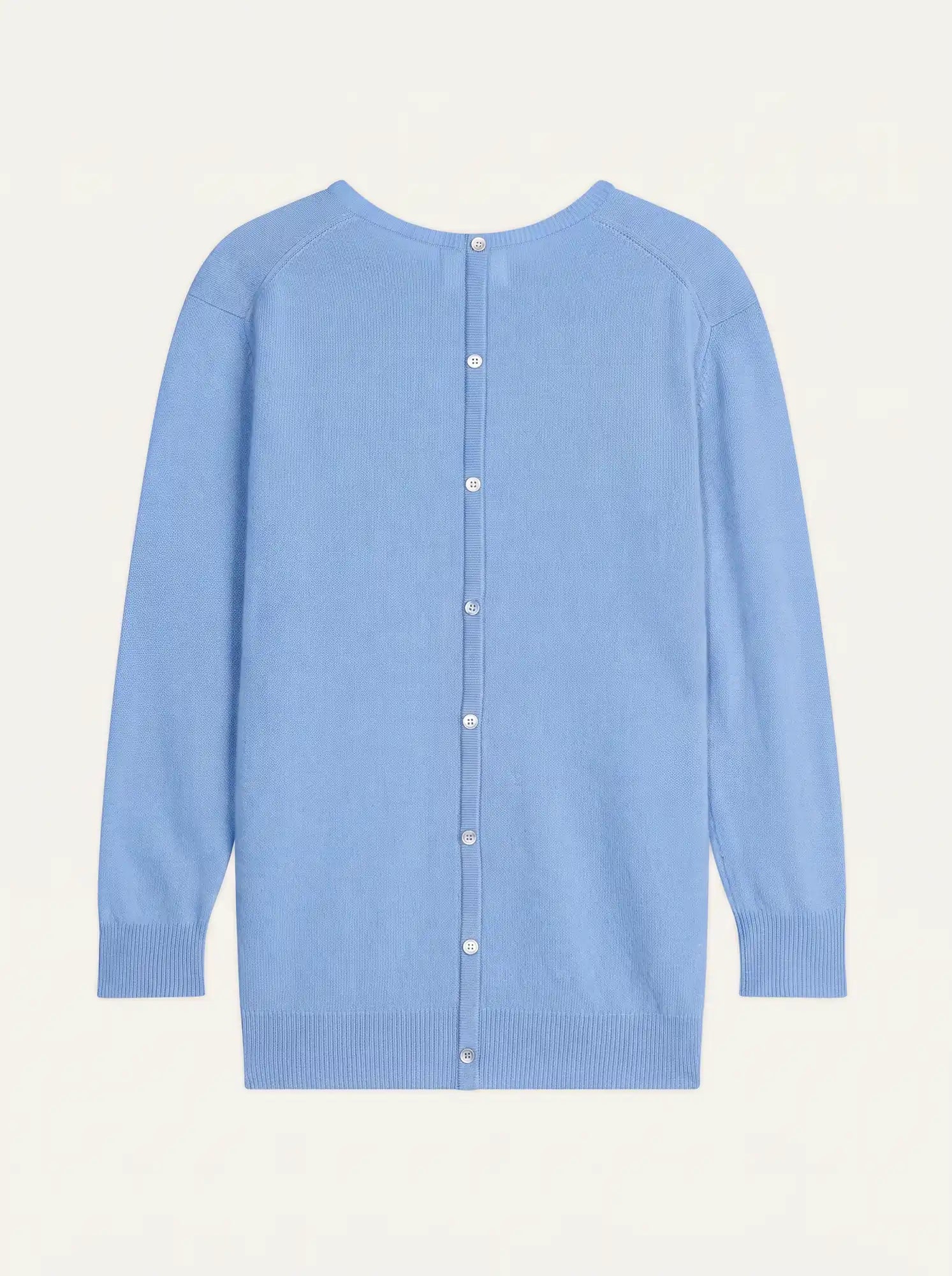 ESTARIS Sweater Crew Neck Buttoned Back Baby Blue