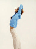 ESTARIS Sweater Crew Neck Buttoned Back Baby Blue