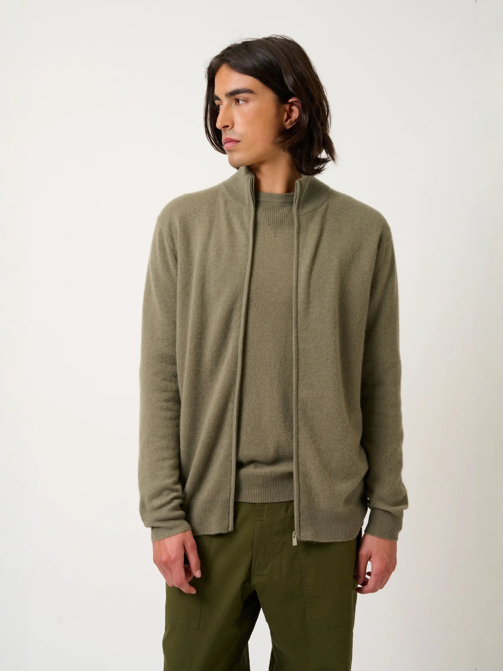 ALBARON gilet zippé col montant army