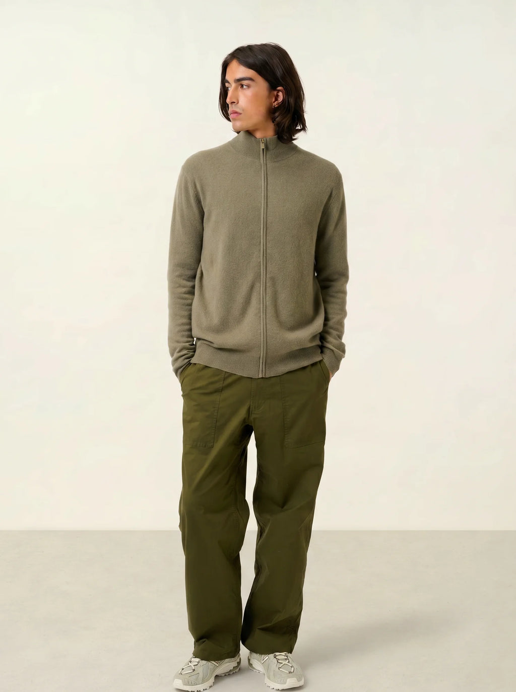 ALBARON gilet zippé col montant army