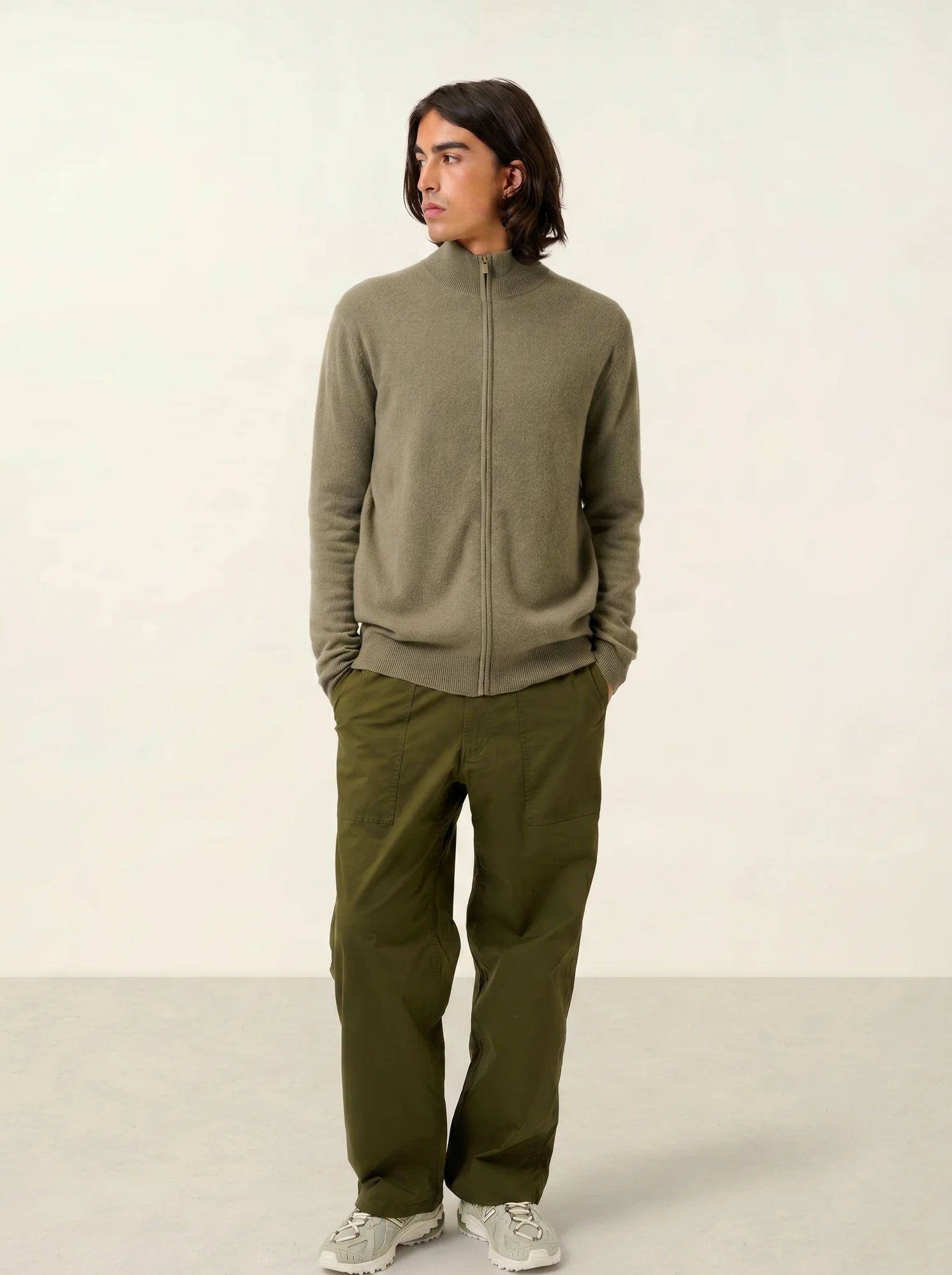 ALBARON gilet zippé col montant army