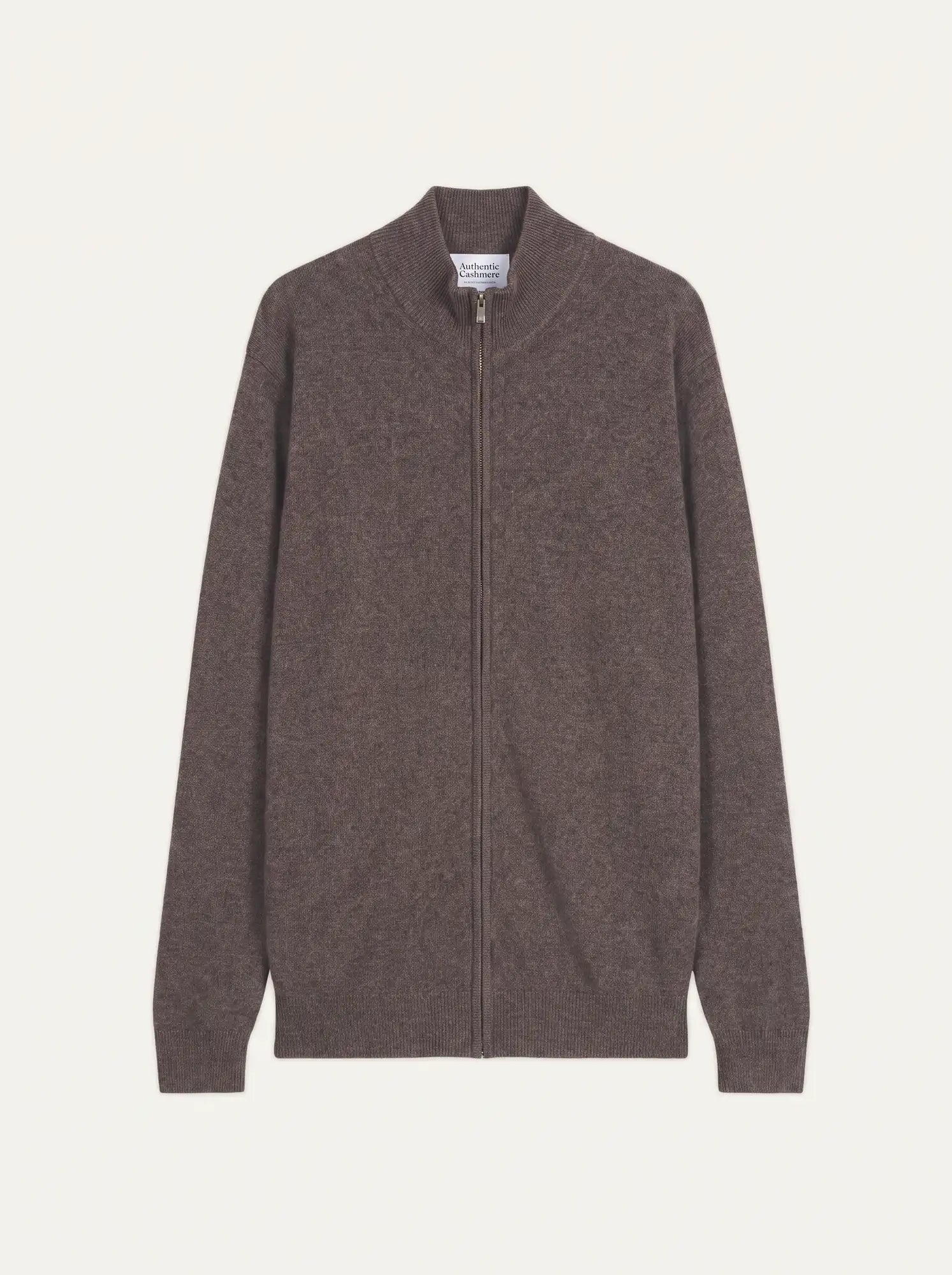 ALBARON gilet zippé col montant taupe chiné