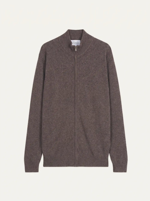 ALBARON gilet zippé col montant taupe chiné