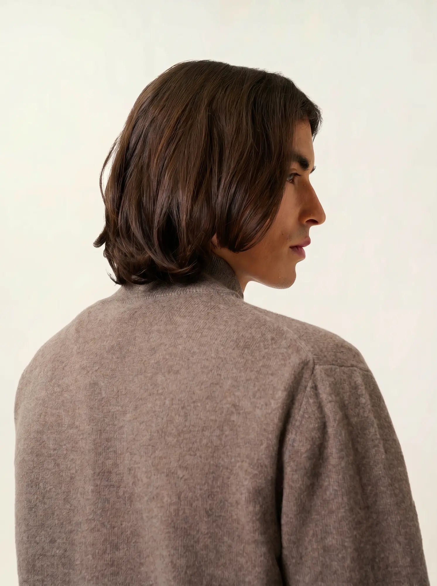 ALBARON gilet zippé col montant taupe chiné