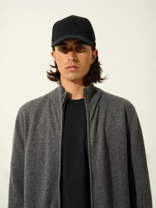 ALBARON gilet zippé col montant anthracite chiné