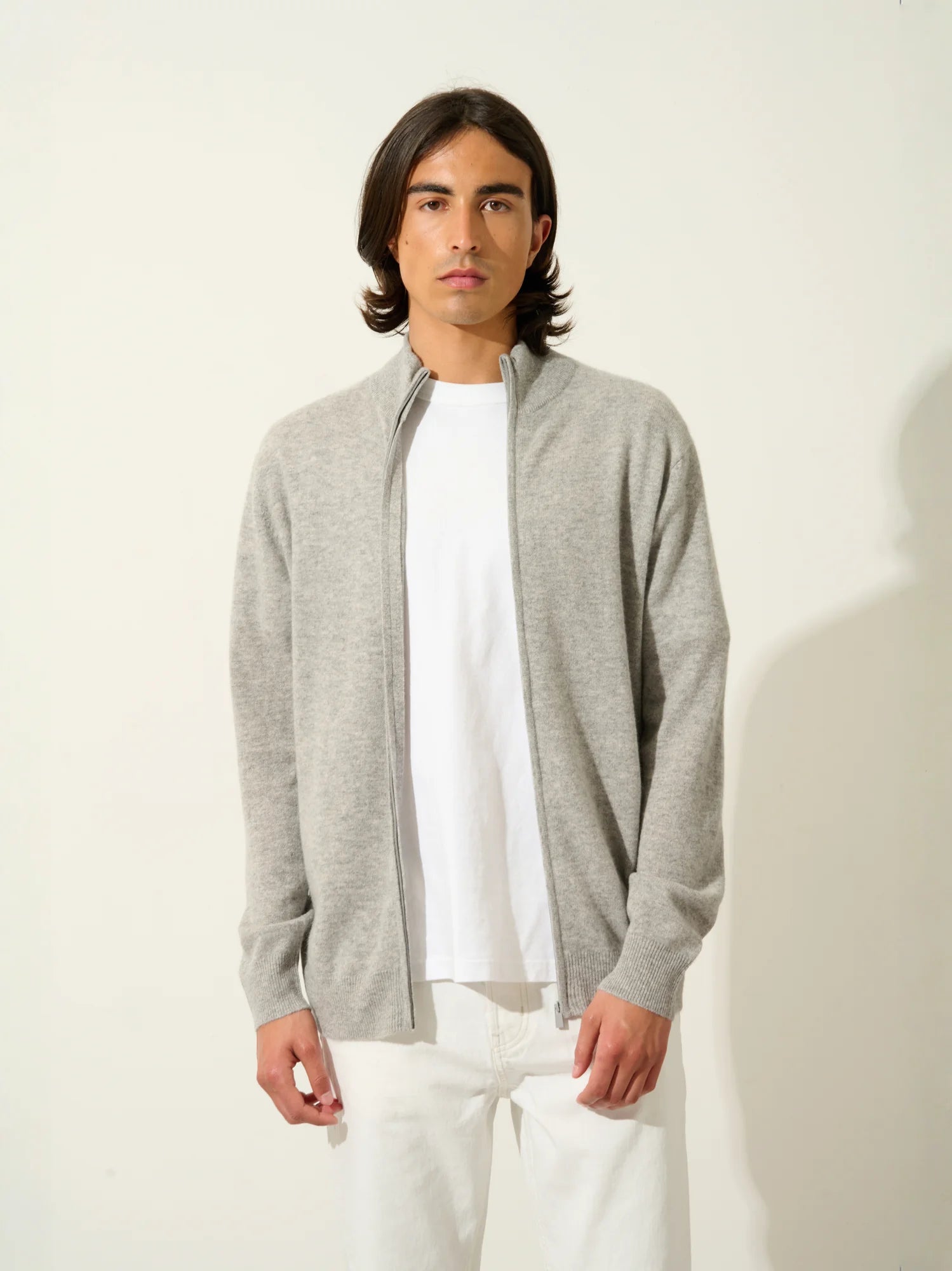 ALBARON gilet zippé col montant nuage chiné