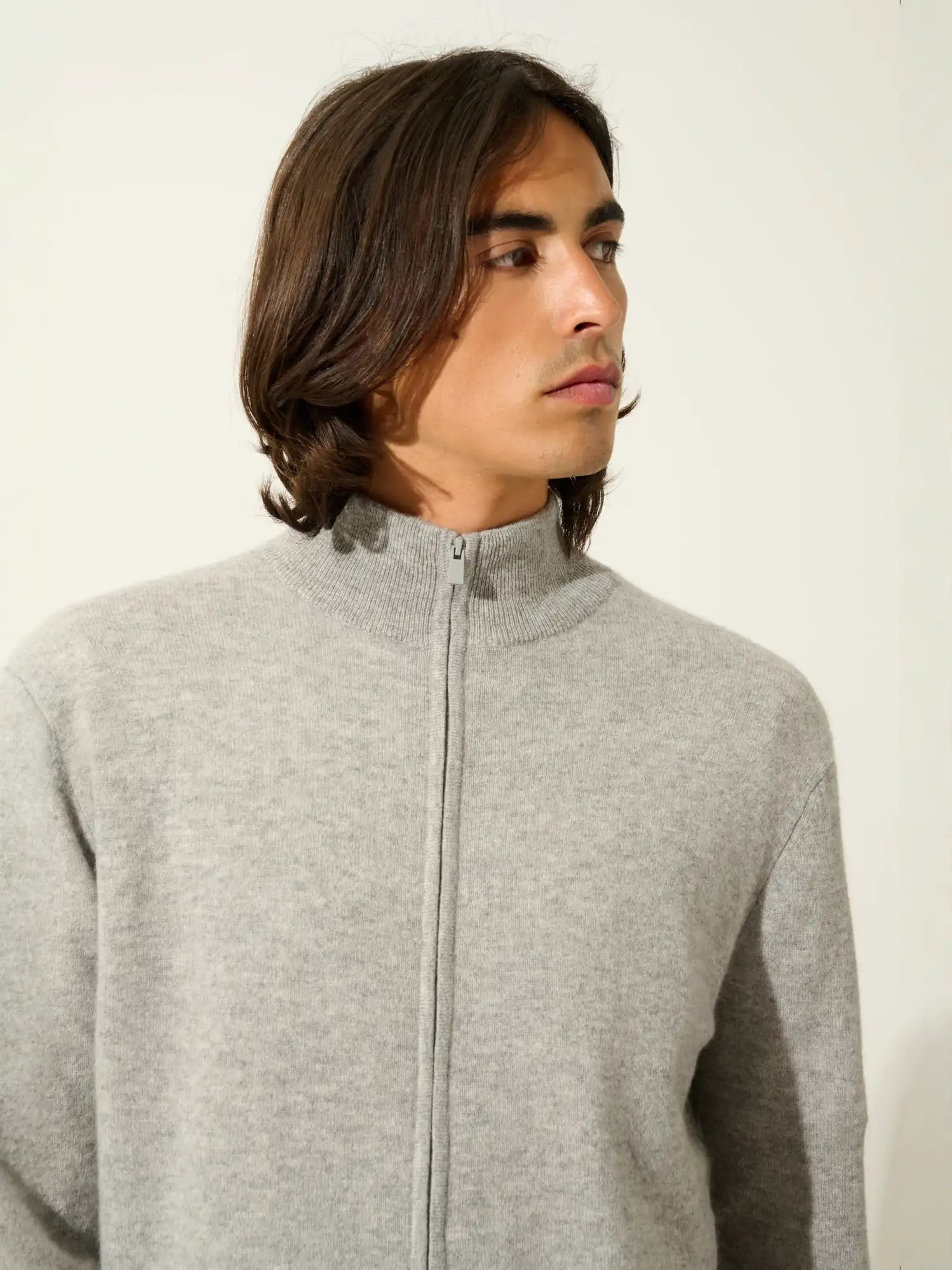 ALBARON gilet zippé col montant nuage chiné