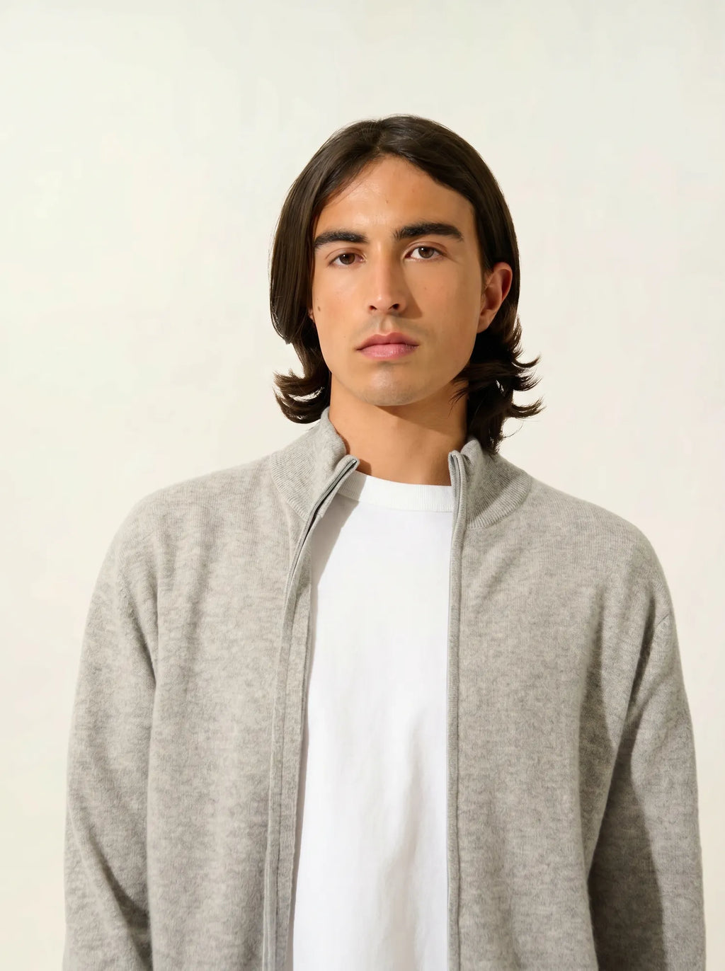 ALBARON gilet zippé col montant nuage chiné
