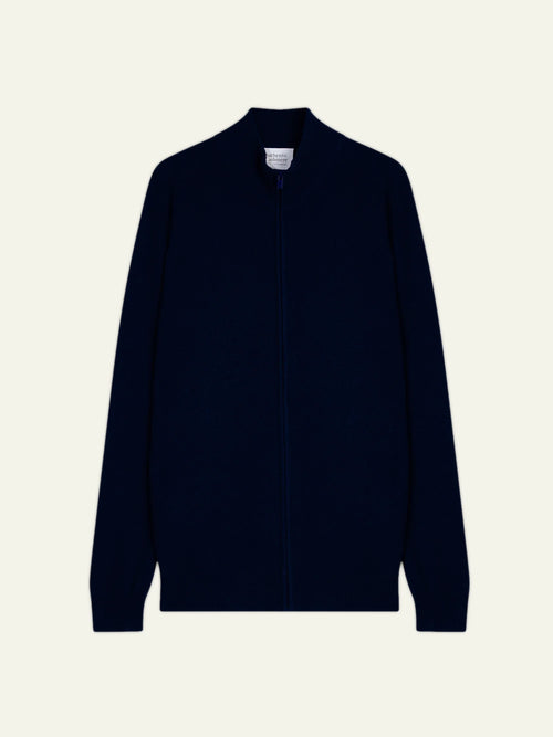 ALBARON gilet zippé col montant bleu marine
