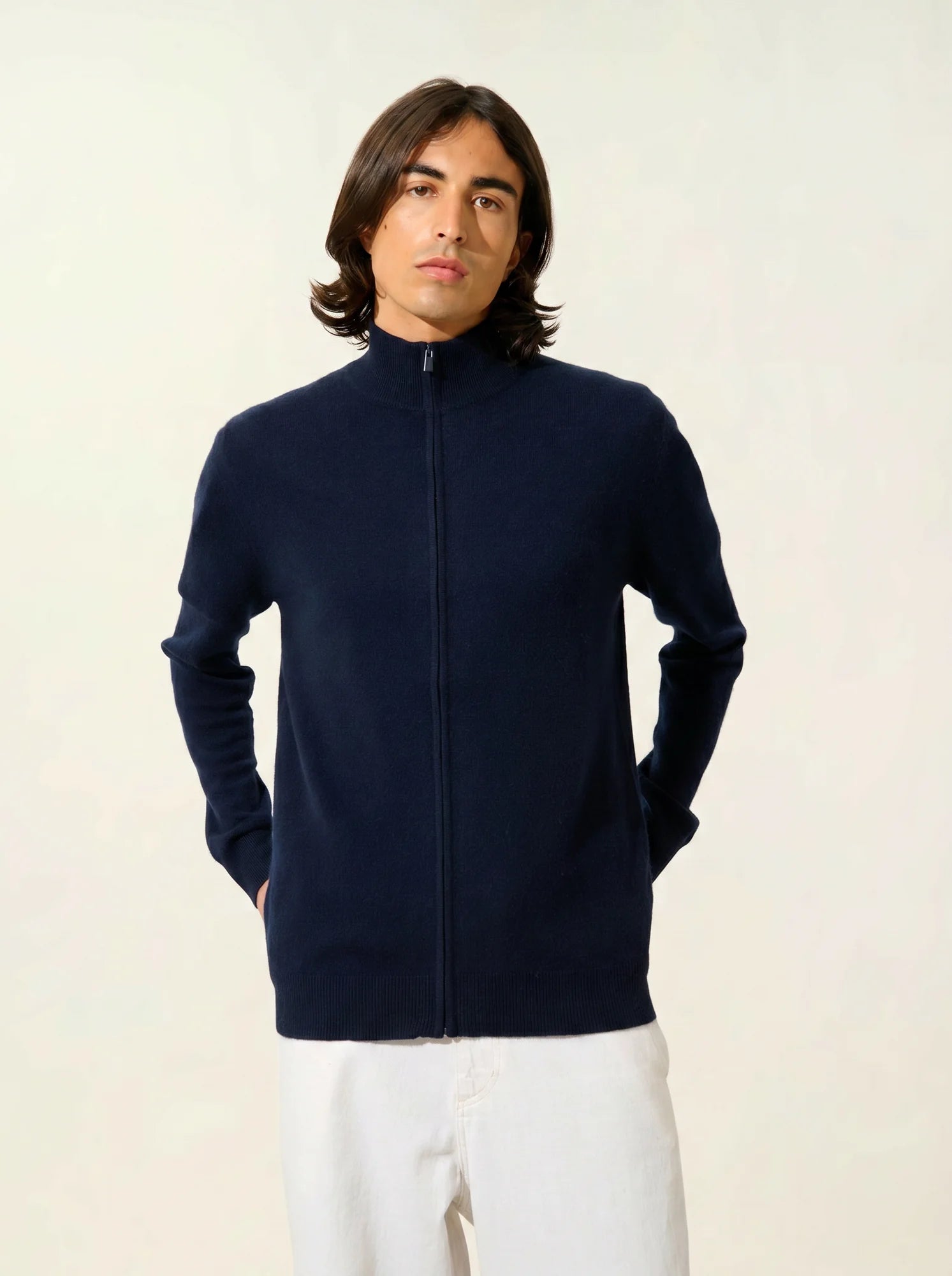 ALBARON gilet zippé col montant bleu marine