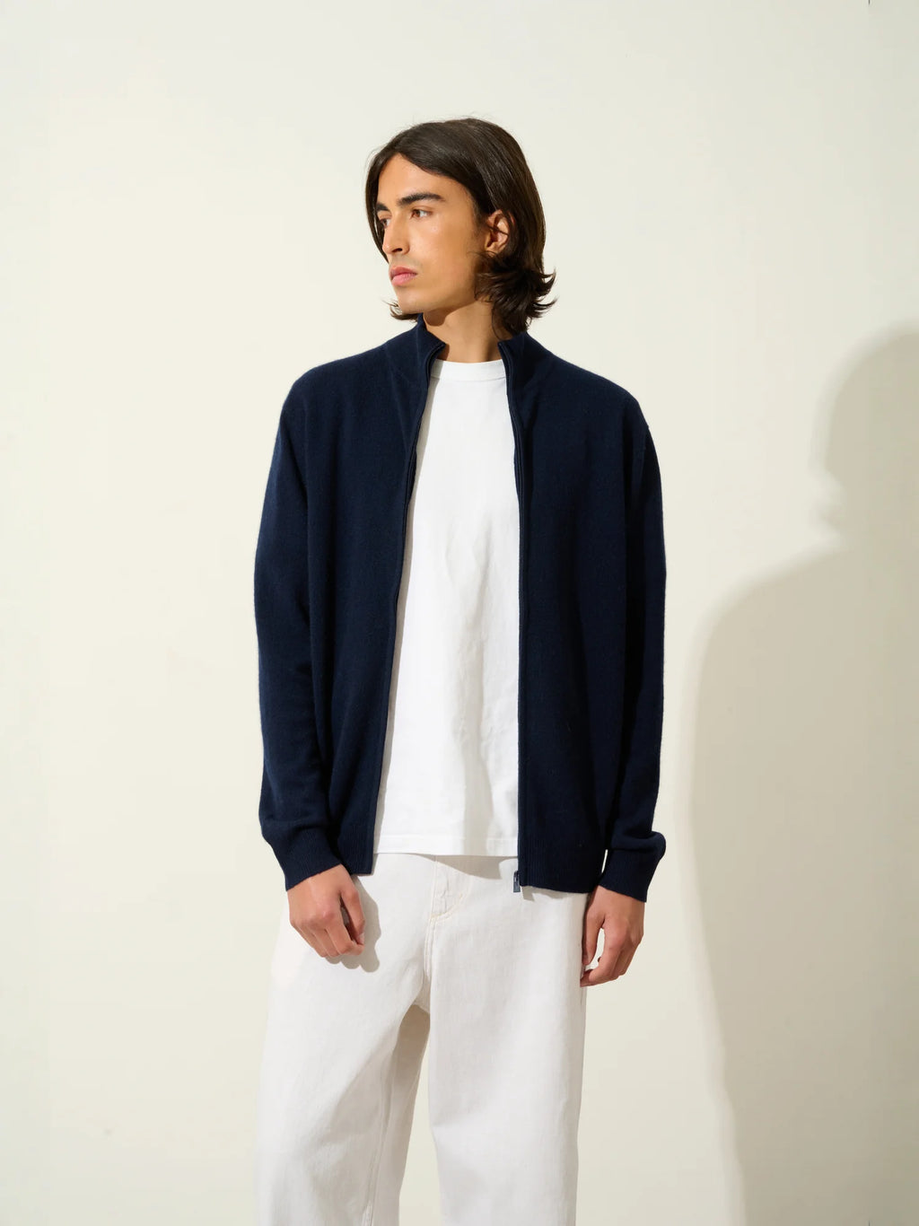 ALBARON gilet zippé col montant bleu marine